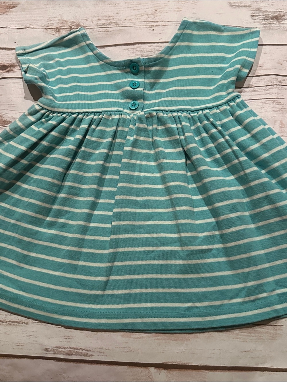 Hanna Andersson teal striped tunic dress size 85cm vguc
